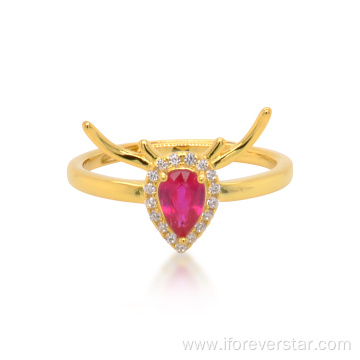 New design antler created ruby 925 sliver ring